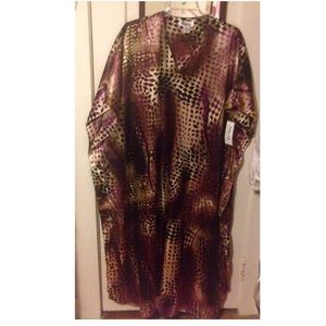 Winlar Long Satin Kaftan One Size Multicolor